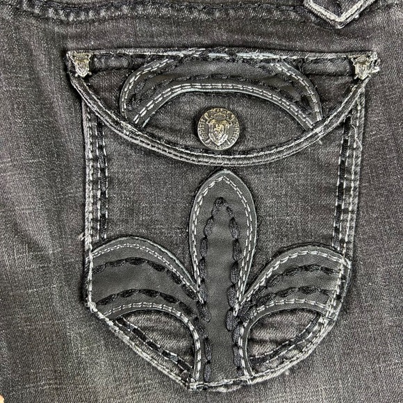 Rebel Spirit Jeans Womens 27 Black Embellished Mid Rise Straight Leg Denim Jeans - Picture 8 of 13